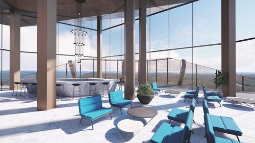 A sky bar on the 37th floor offers panoramic views / MU Architecture