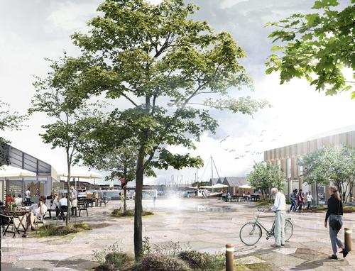 The design will provide a new public space and reestablish the town's maritime heritage / BOGL