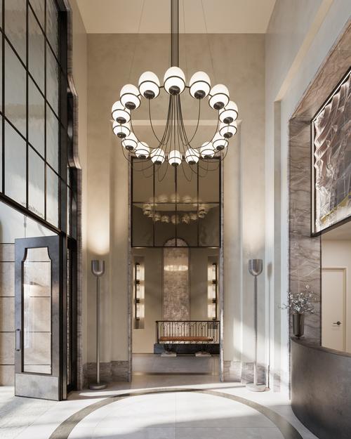 A double-height vestibule welcomes people into Beckford Tower / Noe & Associates / The Boundary
