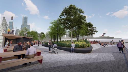 There will be seating areas throughout the pier / !melk / Hudson River Park Trust