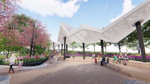 Canopy structures to provide shade / !melk / Hudson River Park Trust