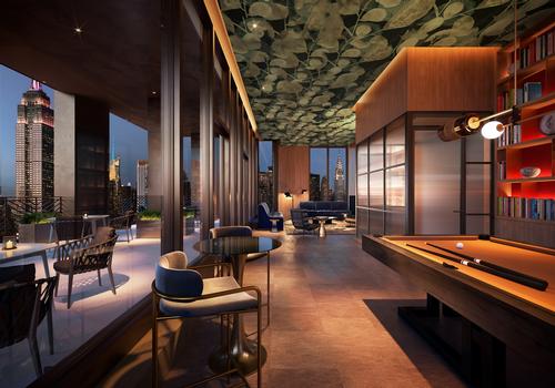 Among the recreational amenities will be a billiards table / Rockefeller Group