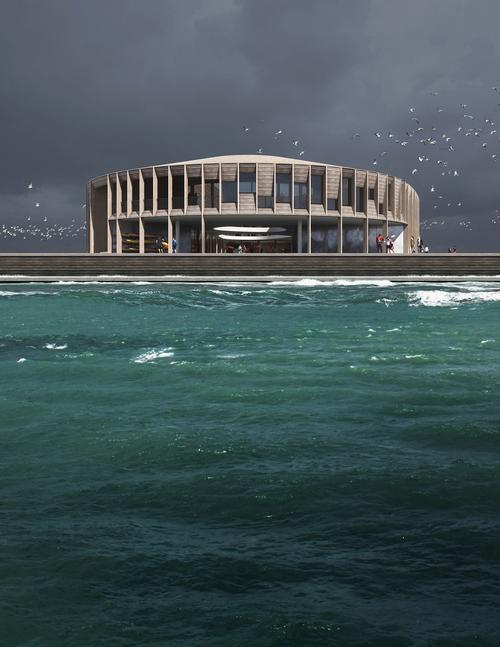 The building will accommodate multiple water-sport clubs, boat storage, training facilities, a large workshop and social spaces / WERK/Snøhetta, visuals MIR
