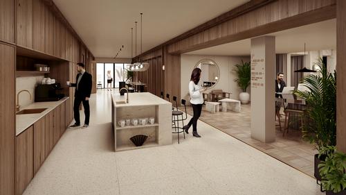 There are places for people to meet, chat, eat and drink / Labs Collective