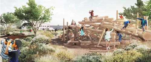 A special child-friendly landscape for multi-sensory learning, exploration and play is part of the designs / James Corner Field Operations