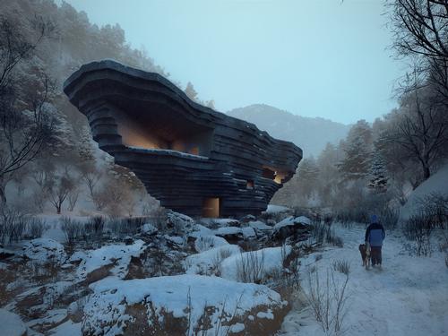 An inverted cone shape minimises the structure's impact on the site / OPEN Architecture
