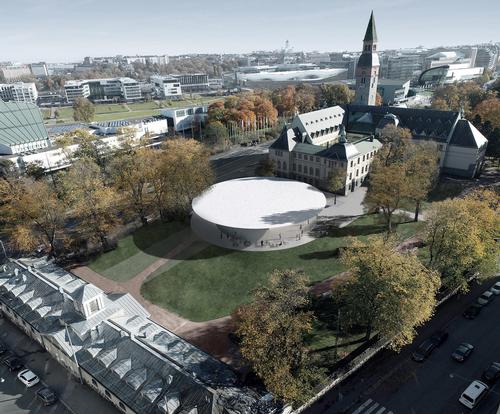 The building has a 1,320sq m (14,200sq ft) saucer-shaped, white concrete roof / JKMM Architects