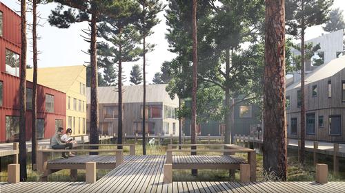 There are a variety of semi-private courtyards and community spaces / Mad Arkitekter