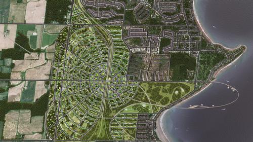 The aim is to focus the town within 2km sq (0.8mi sq), rather than what would be a more typical 50km sq (19mi sq) / Norm Li