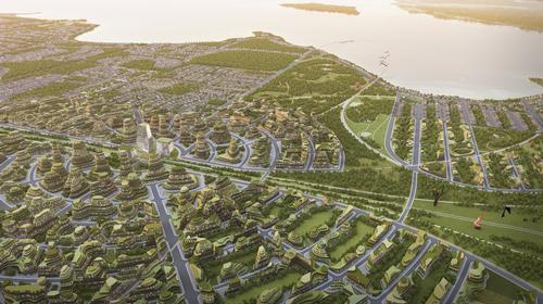 A masterplan of concentric “squircles” radiates out from the new transit hub / Norm Li
