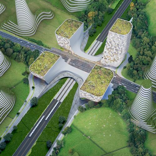 The new transit hub is at the centre of the masterplan, both literally and figuratively / Norm Li