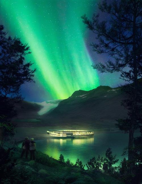 Guest will have panoramic views of the fjord, the glacier and the Northern Lights / Plompmozes