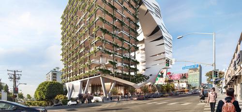 A two-storey podium will contain cafés, public spaces and retail spaces / Morphosis