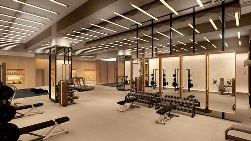 The building's fitness centre has been designed by Rockwell to accommodate classes, personal training, and wellness programming / Rockwell Group