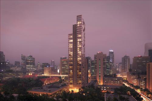 KPF's design for the tower comprises three stepped, vertical elements / Kohn Pedersen Fox