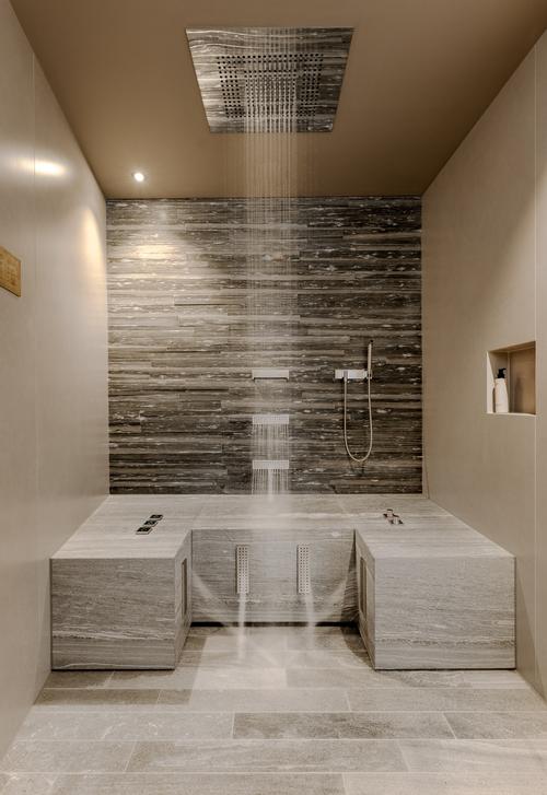 Dornbracht showers include a Horizontal Shower, Sensory Sky, Acquamoon, Comfort Shower, Foot Bath and Leg Shower