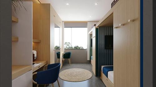 Single and double occupancy bedrooms will be available, all offering 21sq m (226sq ft) of space / PriestmanGoode