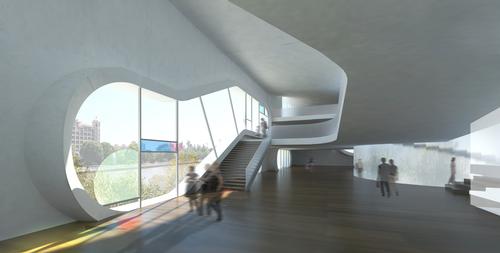 Each of the buildings features a porous façade, with large openings allowing natural light in / Steven Holl Architects