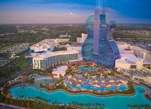 The hotel opened in October 2019 as part of a $1.5b (€1.4b, £1.2b) expansion of the Seminole resort / Hard Rock