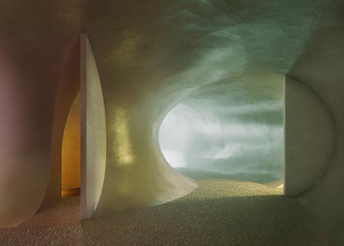 The final design was conceived as a sequence of chapels sunken into the ground to insulate them from the outside noise / Herzog & de Meuron