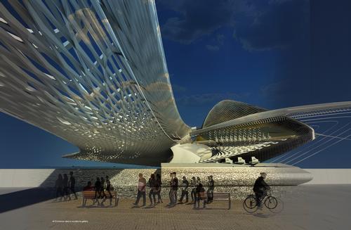 Part of the structure would be cantilevered over the adjacent promenade / Margot Krasojević