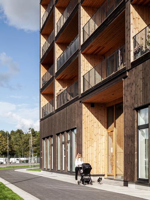 All parts of the building, including its walls, beams, balconies, lifts and stairwells, are made of cross-laminated timber / Nikolaj Jakobsen