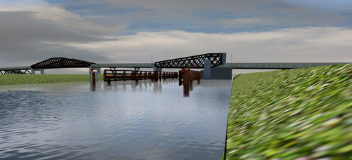 A pivoting section of the bridge over the Winschoterdiep canal will allow ships to pass / Nol Molenaar