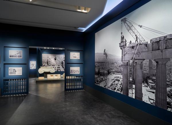 The museum was built on columns to preserve an ancient Roman site found underneath the building