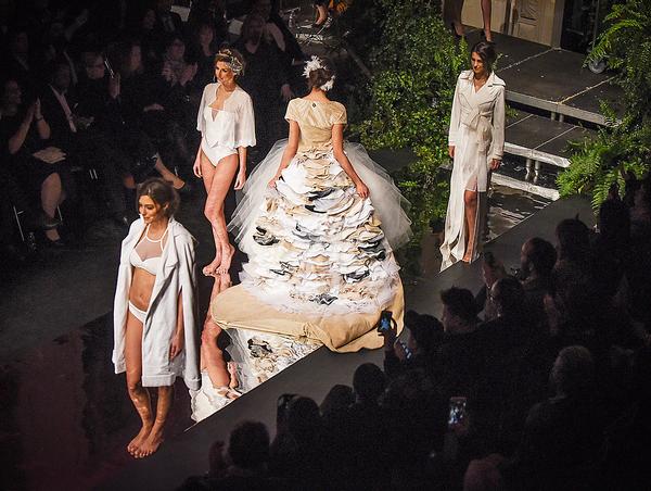 RKF’s stunning wedding dress, made from all its unique fabrics, was star of the Paris fashion show