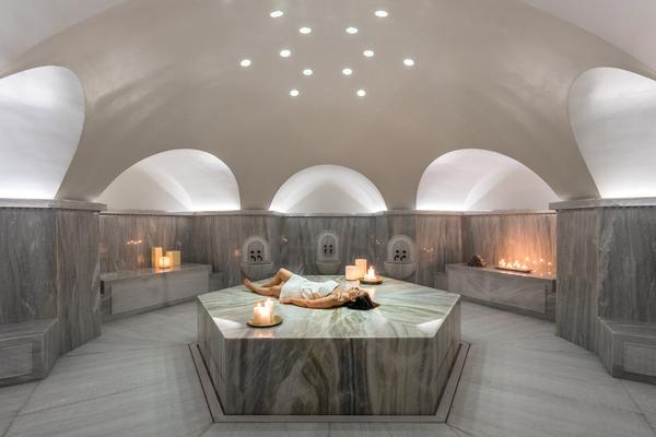 The interiors feature luxurious materials such as Greek marble, along with cool zen-like colours