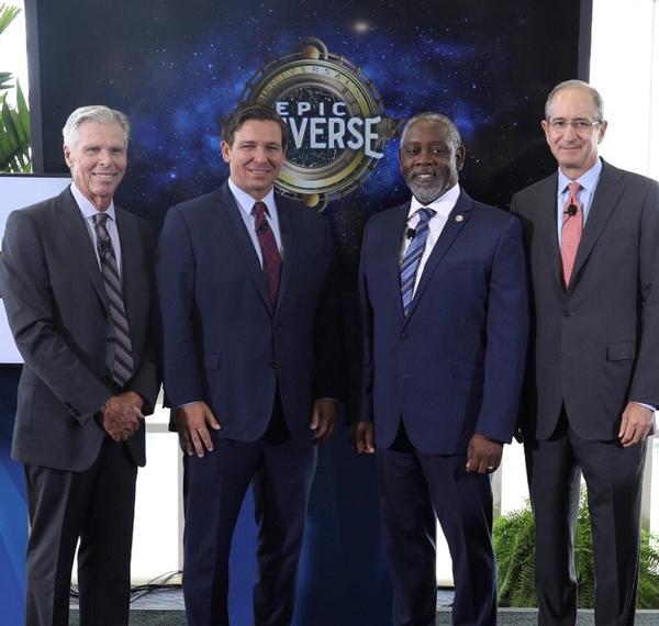 (Left to right) Tom Williams, Ron DeSantis, Jerry Demings and Brian Roberts