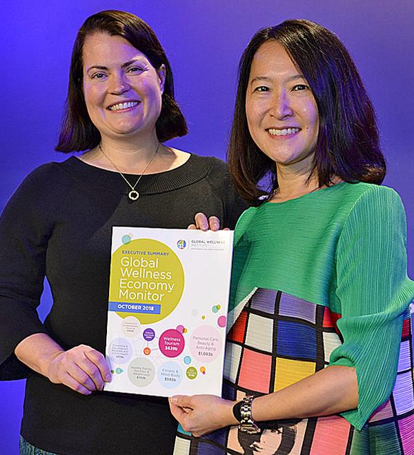 Report co-authors Johnston (left) and Yeung unveiled their findings at the 2018 Global Wellness Summit
