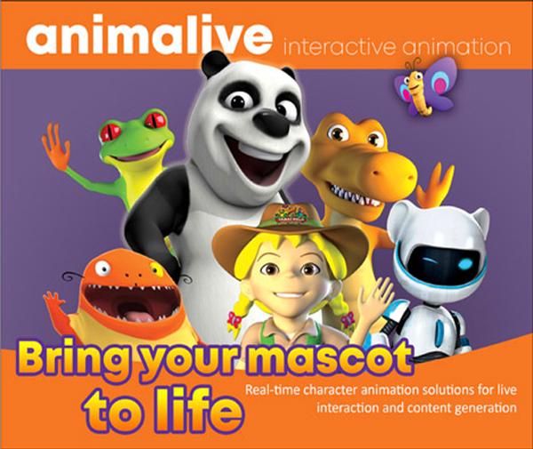 Animachat enables an animated mascot to have real-time interaction and 2-way chat with visitors