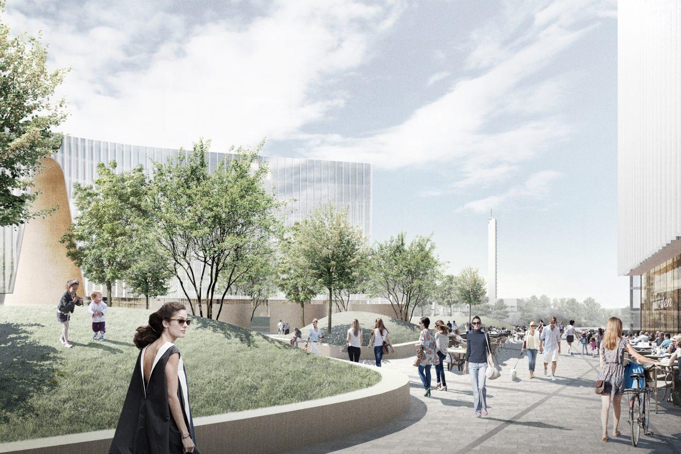The development will be built next to the decades-old Helsinki Olympic Stadium. / Courtesy of Garden Helsinki