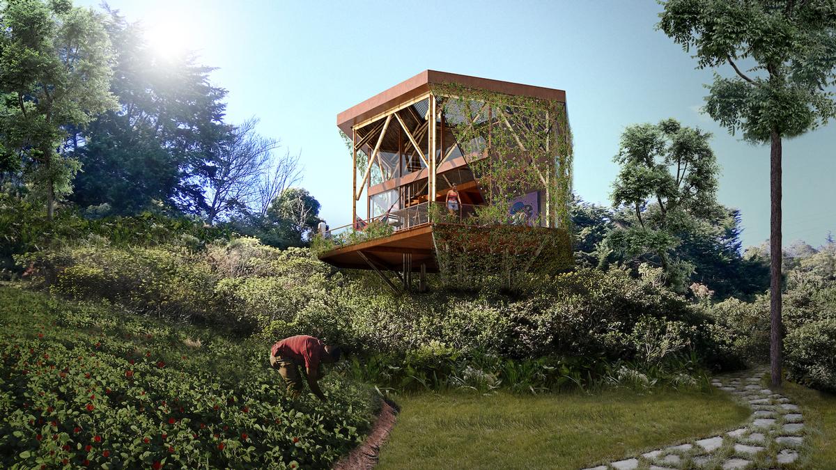 The retreat will plant two acres of organic gardens and food forests to supply its own restaurant / 