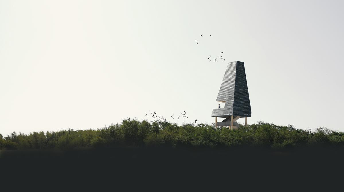 Amager Nature Park will feature seven new folly-like buildings. / Courtesy of Møller & Grønborg and ADEPT