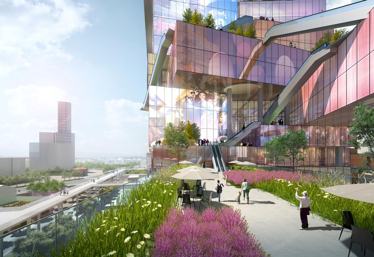 The Twin Towers will feature hotels, a sunken plaza, and multiple commercial facilities. / Courtesy of MVRDV