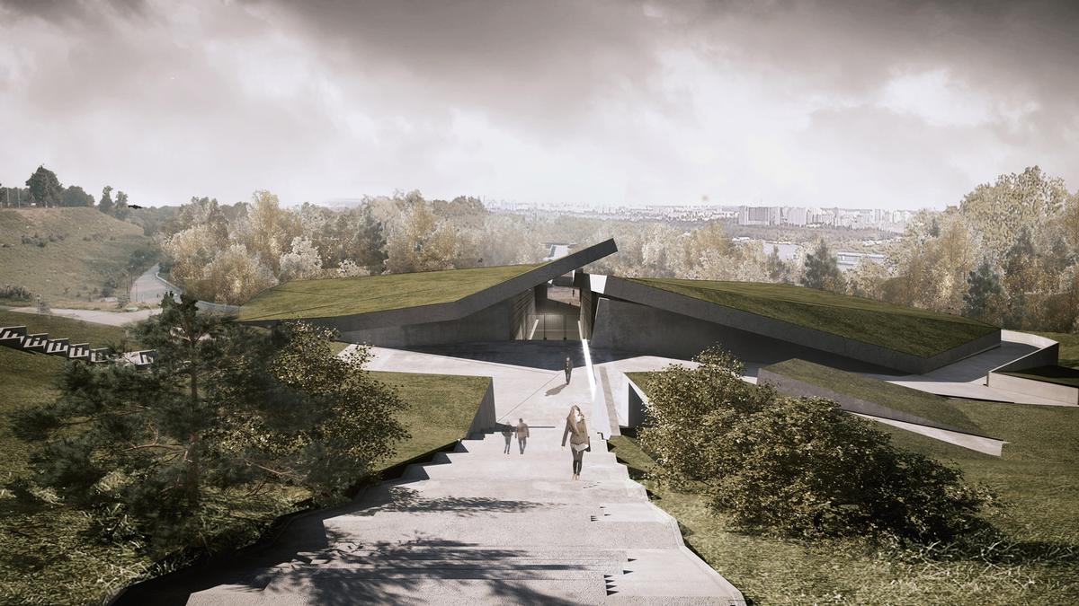 The Museum of the Great Famine fits into the landscape of its Dnieper Valley setting / Nizio Design International