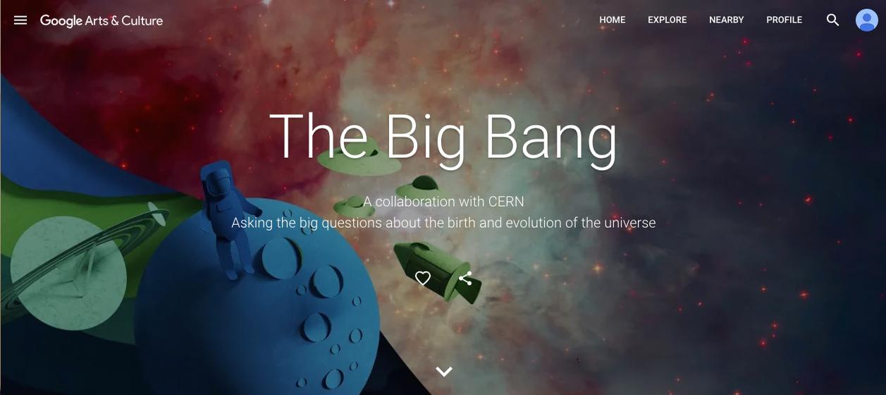 CERN’s exhibition is called The Big Bang in AR and is an augmented reality experience that is narrated by actress Tilda Swinton