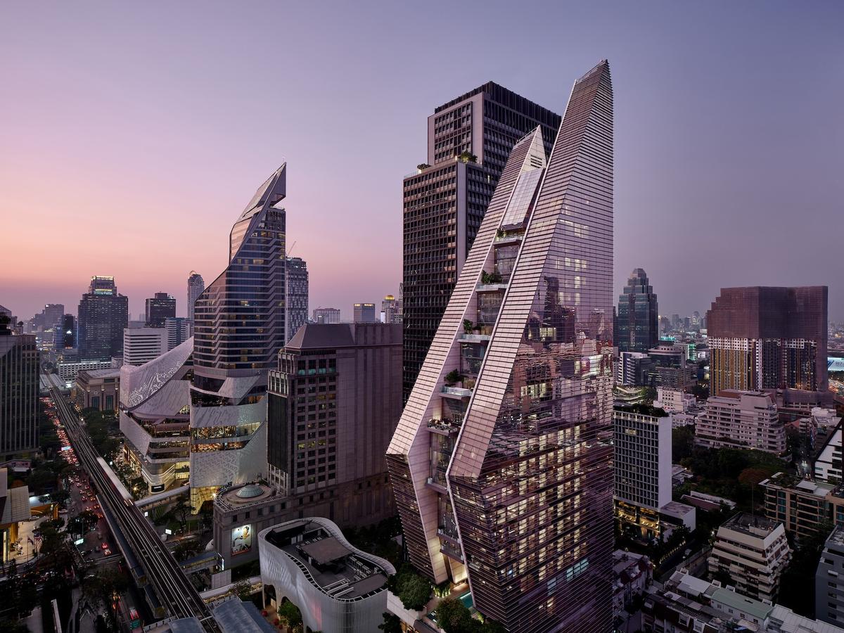 The building’s form is inspired by the wai -- the Thai gesture of hands pressed together in greeting – and is itself an expression of the Thai capital’s growing influence as a design, fashion and creative hub in the region / 