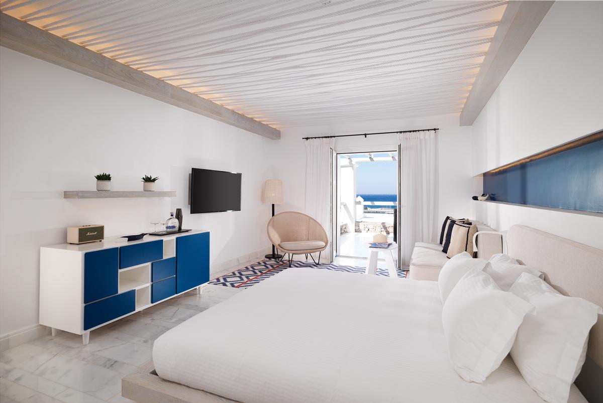 The Mykonos Riviera Hotel and Spa features 44 rooms and suites. / Courtesy of Niall Clutton
