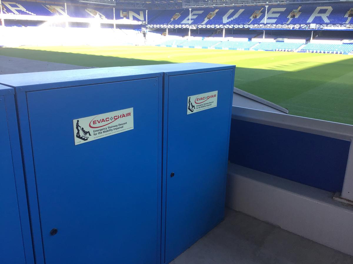 Everton FC installed four 3000h Evac+Chair evacuation chairs Everton FC installed four 3000h Evac+Chair evacuation chairs
