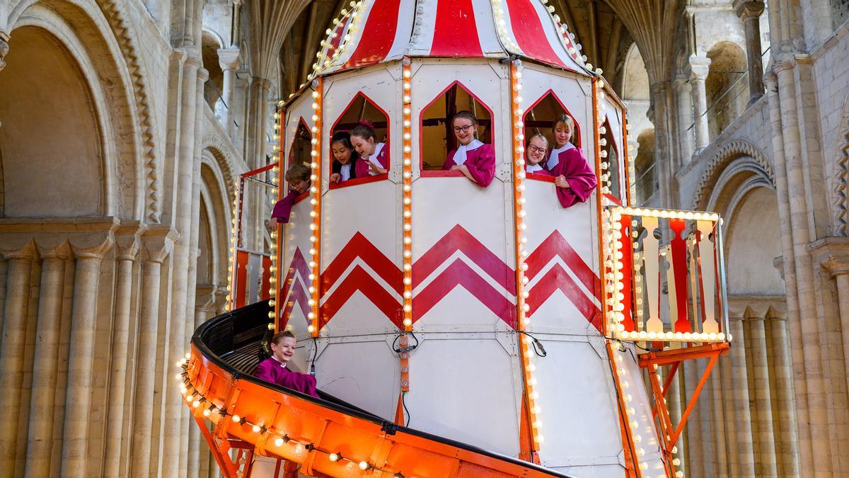 The helter skelter is part of Norwich Cathedral's Seeing It Differently campaign The helter skelter is part of Norwich Cathedral's Seeing It Differently campaign