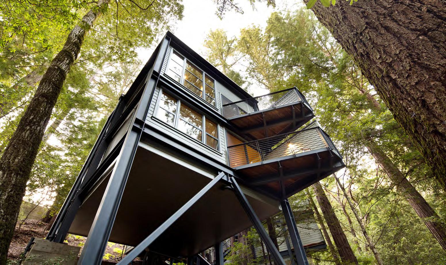 The retreat includes 14 guest rooms in the main retreat lodge encircled by 24 treehouses, and offers 16 acres of grounds designed for self-reflection The retreat includes 14 guest rooms in the main retreat lodge encircled by 24 treehouses, and offers 16 acres of grounds designed for self-reflection