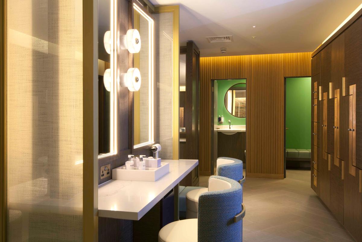 Changing rooms are furnished with Tom Dixon lights and use Gantner wristbands to operate lockers.