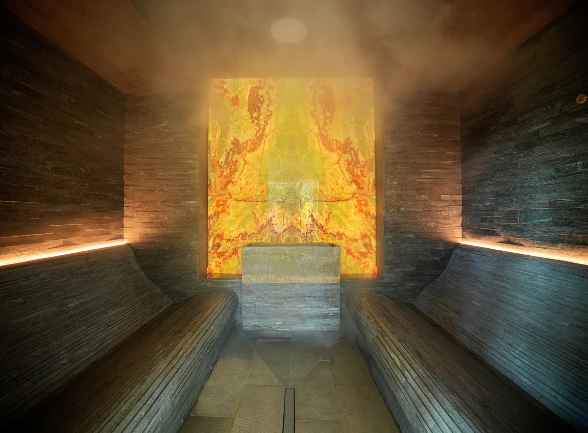The spa offers multiple thermal experiences including a salt steam room.