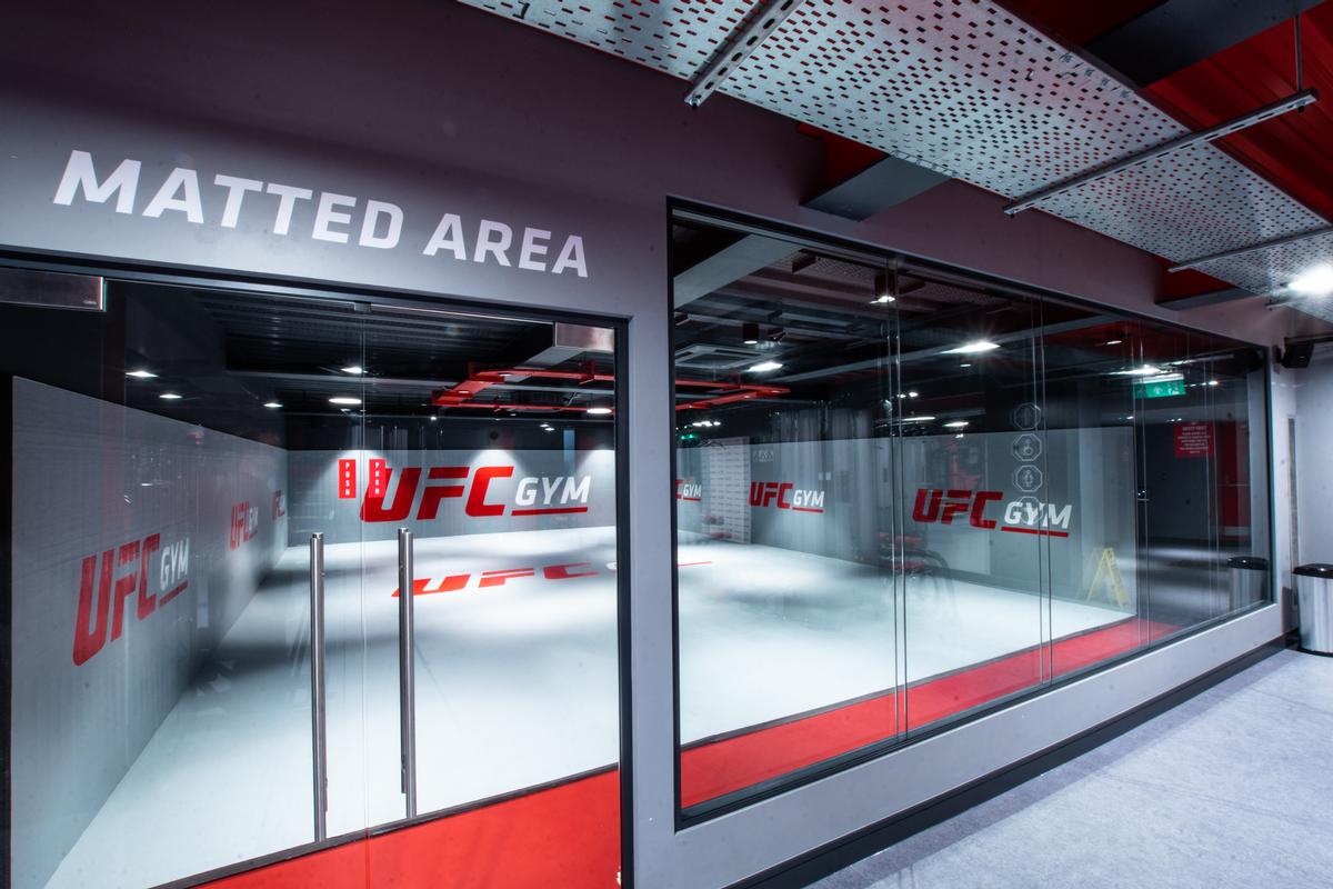 There are soft turf and matted training areas / UFC Gym