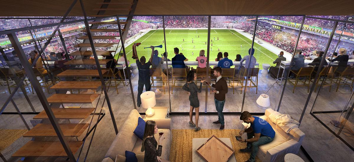 Hospitality sections appear to feature on all sides of the pitch / Inter Miami CF