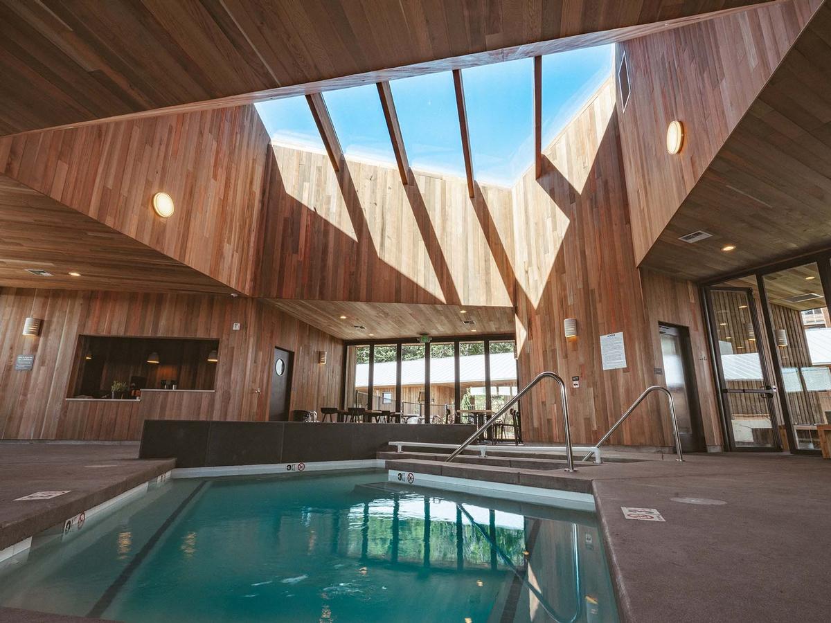 The spa and bathhouse has a shared saltwater soaking pool, a sauna, a hot tub, a cold plunge pool and a café / Micah Cruver