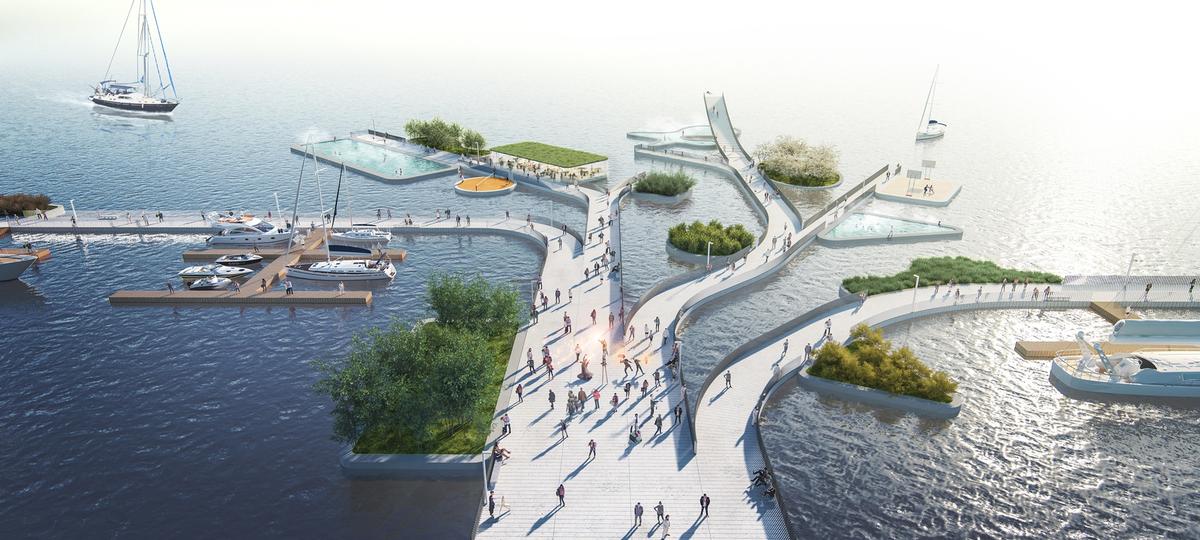 A network of interconnected pedestrian and bicycle paths is planned / MVRDV